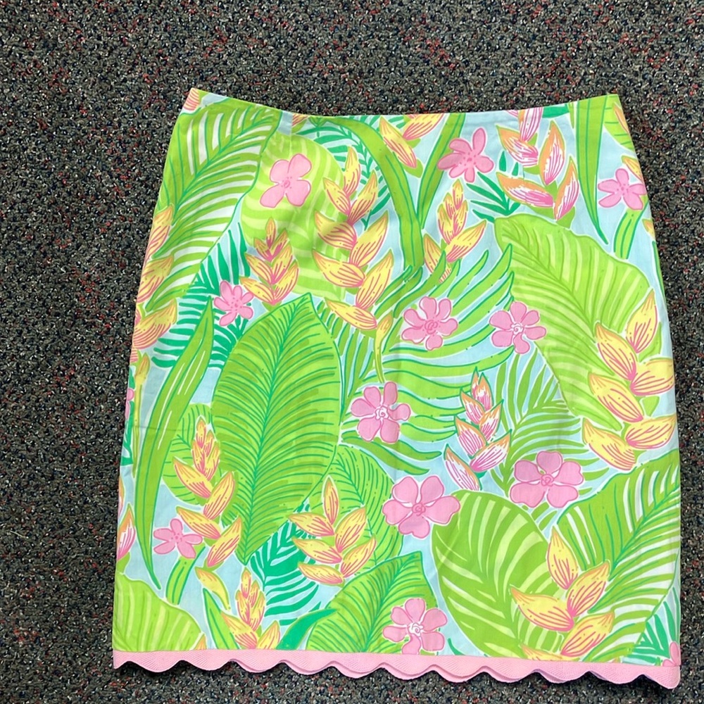 Lilly Pulitzer  Green and Pink Mini Pencil Skirt
